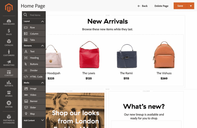 Процес створення сторінки в CMS Magento із шаблонних блоків.